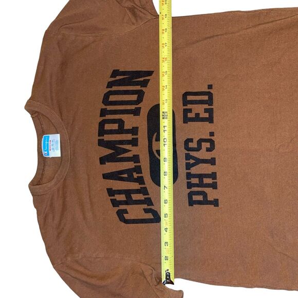 Champion Men’s Cotton Phys. Ed Short Sleeve Shirt Size‎ Medium Brown - Picture 7 of 7